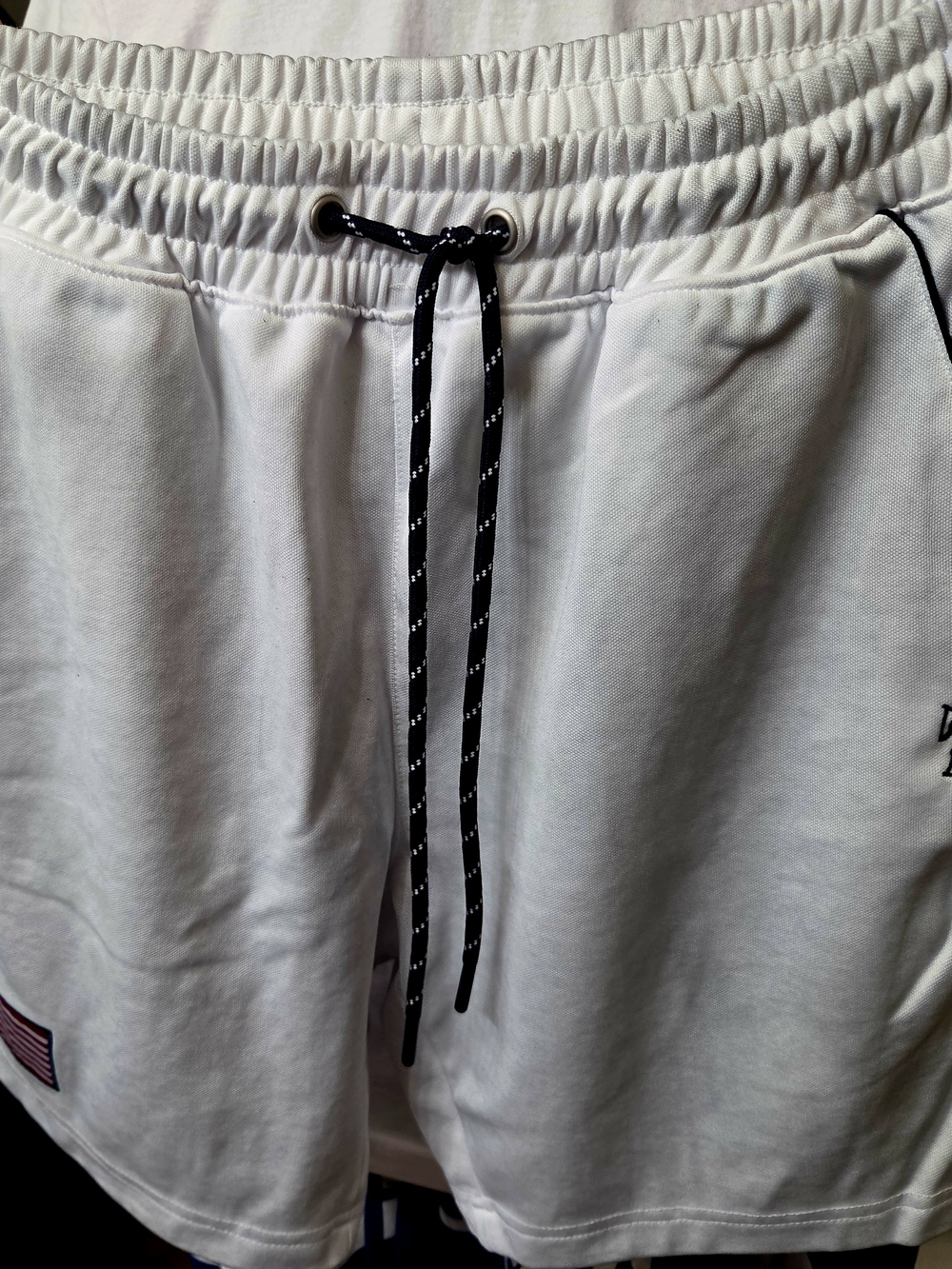 U.S. Polo Assn. White Athletic Shorts with Black Drawcord